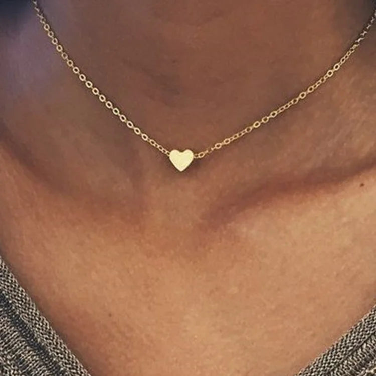 Heart Pendant Necklace – Stainless Steel Clavicle Choker for Women & Girls