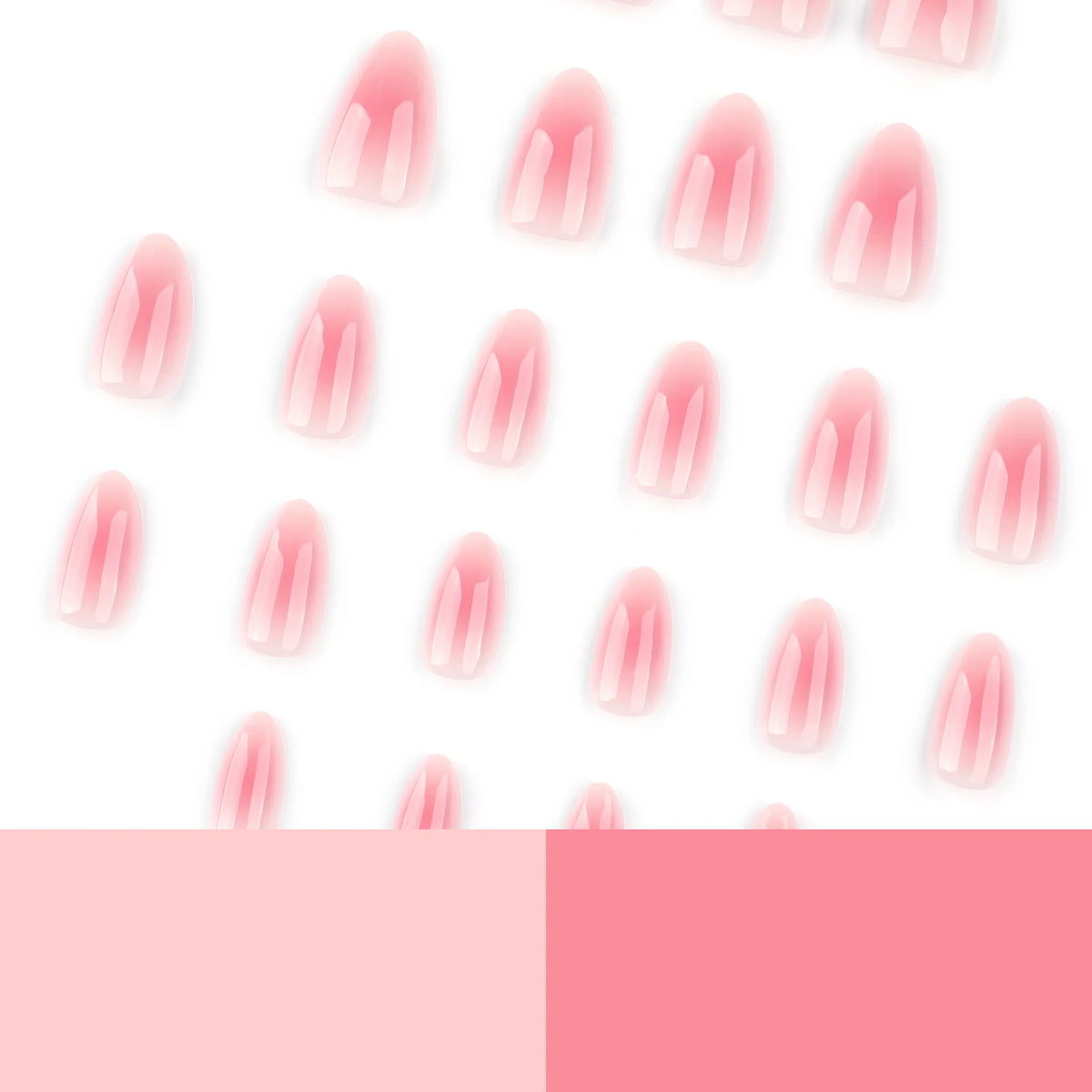 Short Blush Pink Press-On Nails with Glue – Oval Designs, 24 Pieces