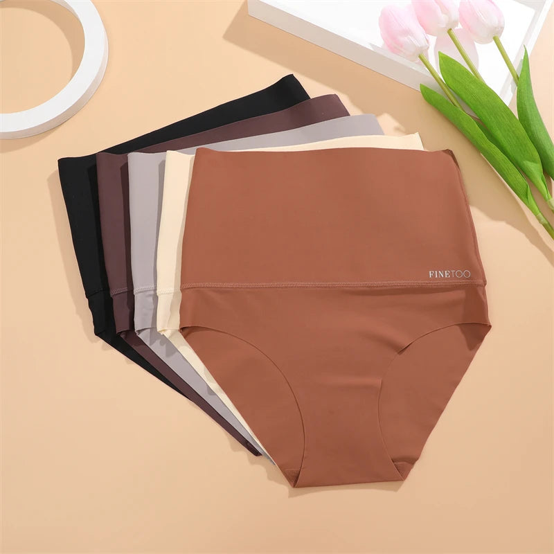 FINETOO Women Seamless Underwear High Waist Slimming Panties Female Shaping Hip Lifting Brief Comfortable Tummy Control Lingerie