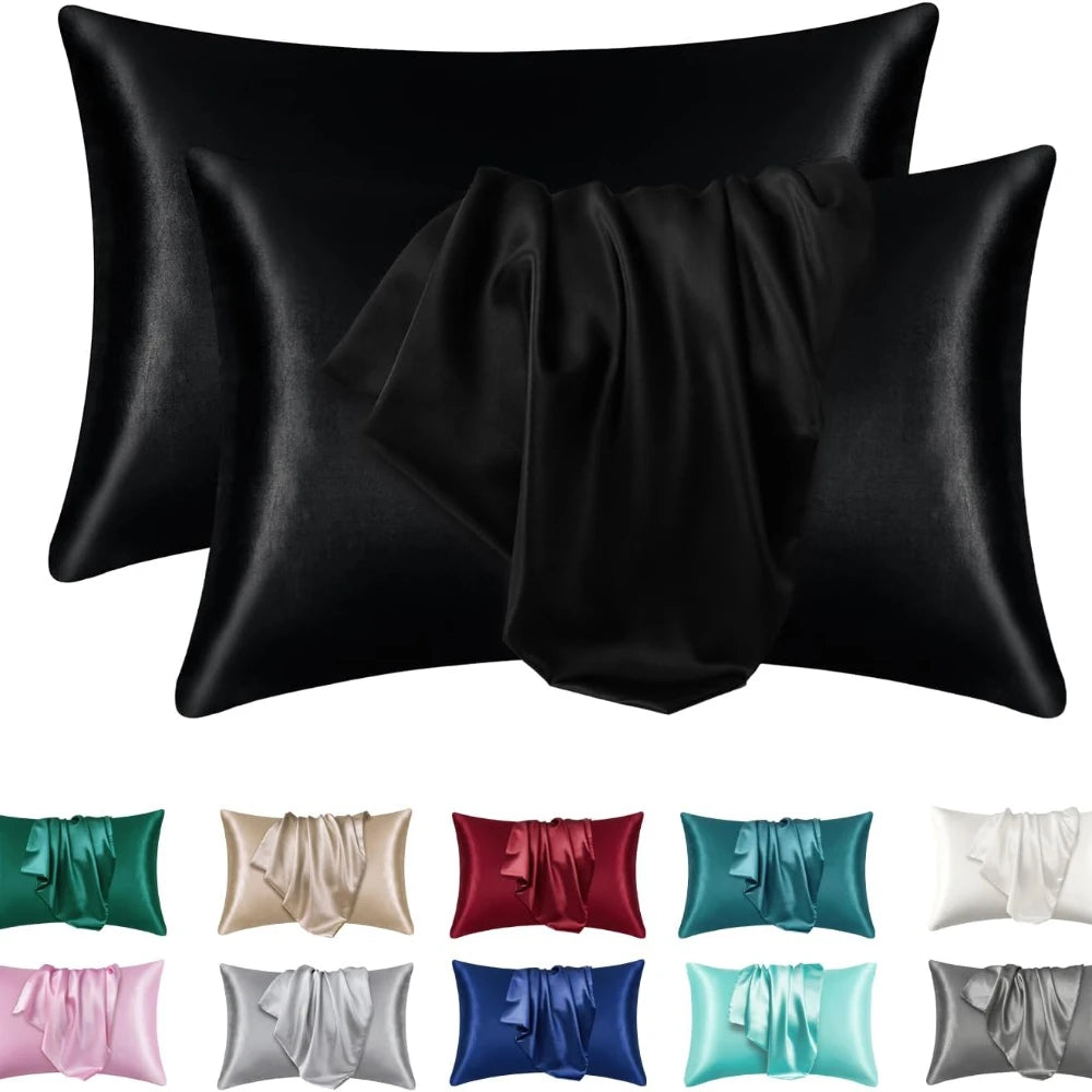 2-Pack Charmeuse Satin Pillowcases, Multiple Sizes