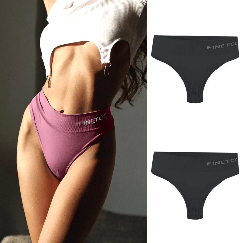 2-Pack High Waist Seamless Thongs — Plus Size G-String Panties M–2XL