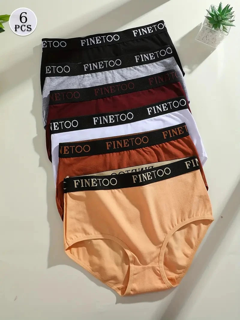 6-Pack Seamless Cotton Brief Panties – Breathable Low-Rise Underwear for Women (S–2XL, 10 Color Sets)