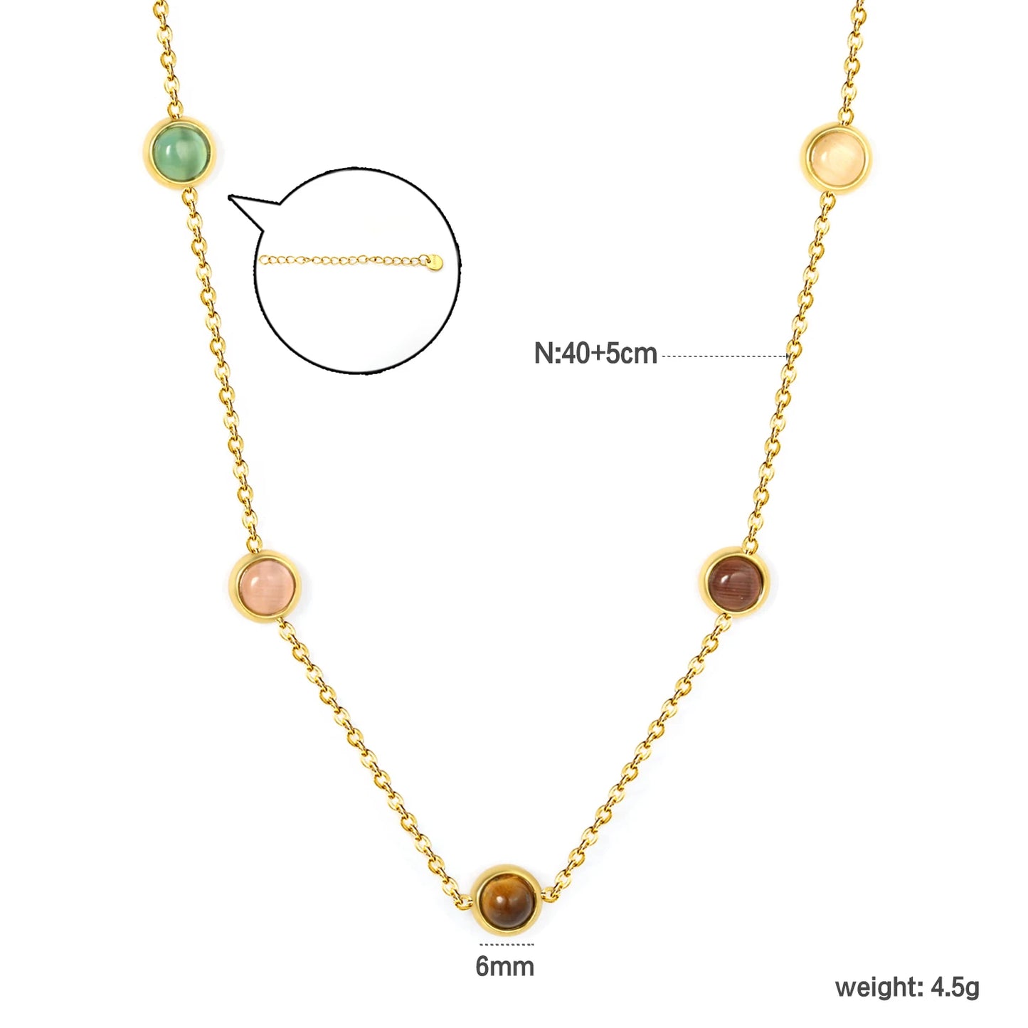 Colorful Rhinestone Chain Necklace – Multicolor Zirconia 18K Gold-Plated Stainless Steel Sweater Necklace for Women