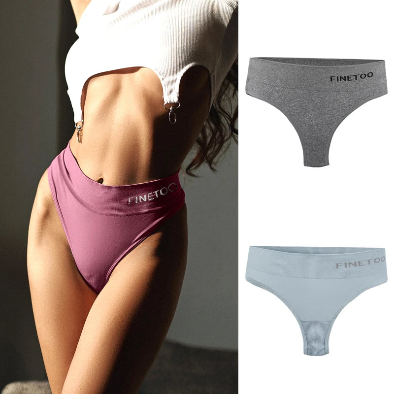 2-Pack High Waist Seamless Thongs — Plus Size G-String Panties M–2XL