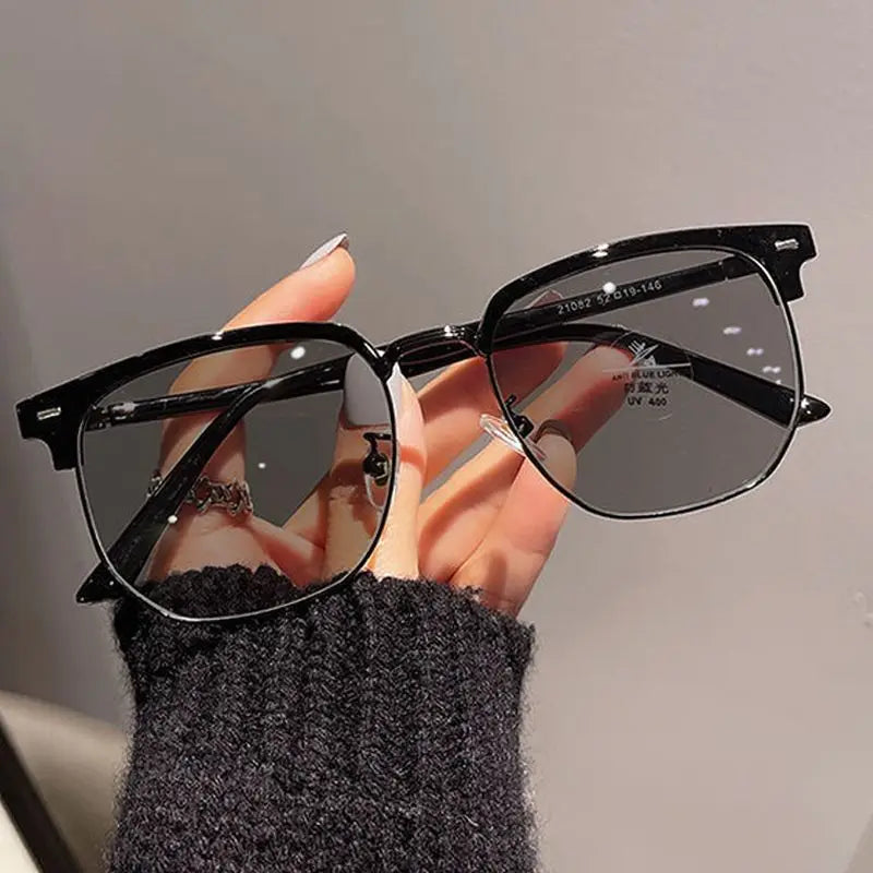 Square Metal Photochromic Glasses | Myopia Lens Options