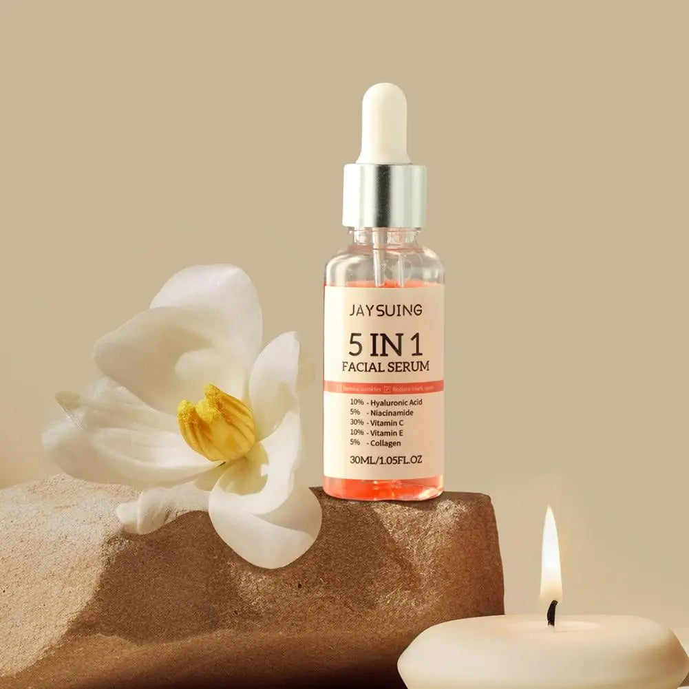 5-in-1 Vitamin C & Hyaluronic Acid Face Serum – Pore Minimizing, Brightening & Deep Moisturizing (30ml)