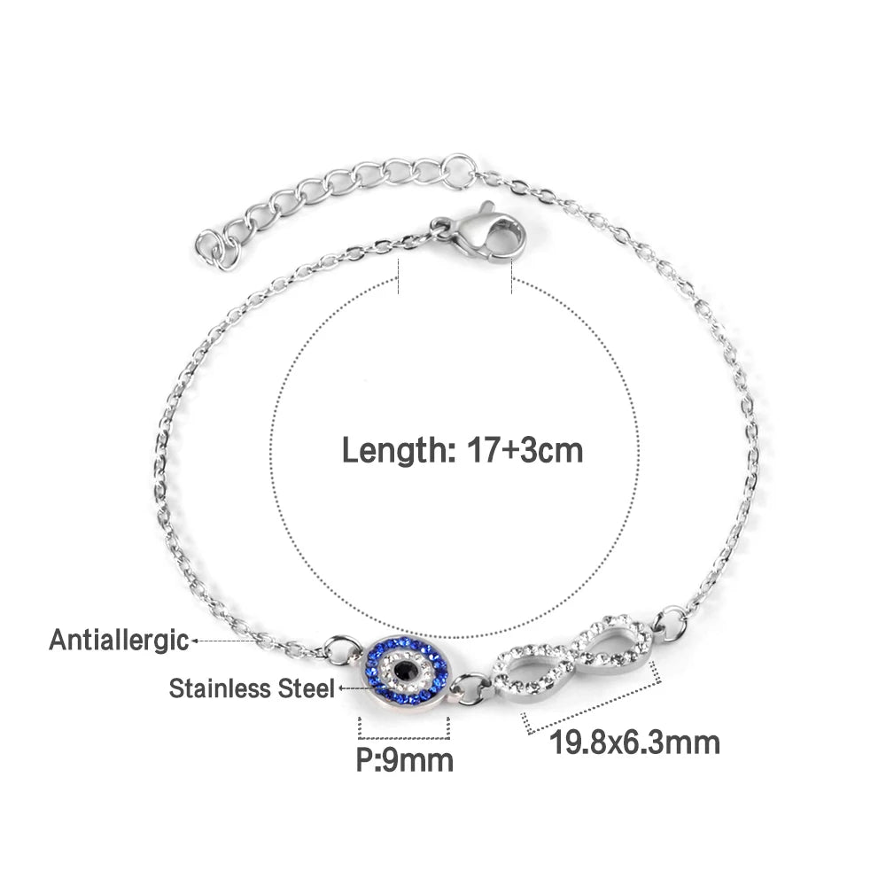Evil Eye Bracelet – 18K Gold-Plated Stainless Steel Boho Charm Bracelet for Women
