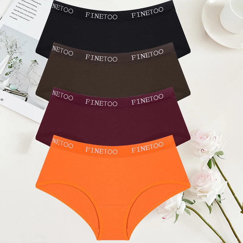 FINETOO 4Pcs/Set Sexy Hip Lifting Triangle Pants Pure Cotton Triangle Pants Low Waist Underwear FINETOO Brand Underwear 8 Colors