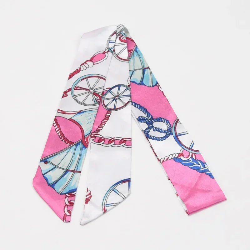 Skinny Scarf Hair Small Women Simple Style Handle Ribbon Fashion Printing Hairband Headscarf Beautiful Scarves Bags for Women