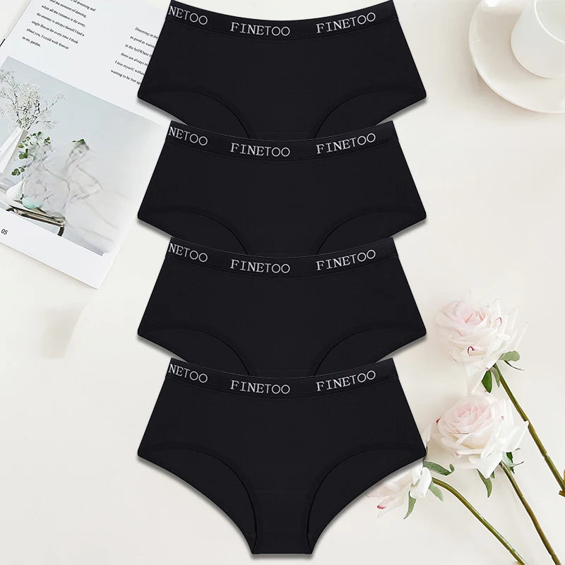 FINETOO 4Pcs/Set Sexy Hip Lifting Triangle Pants Pure Cotton Triangle Pants Low Waist Underwear FINETOO Brand Underwear 8 Colors