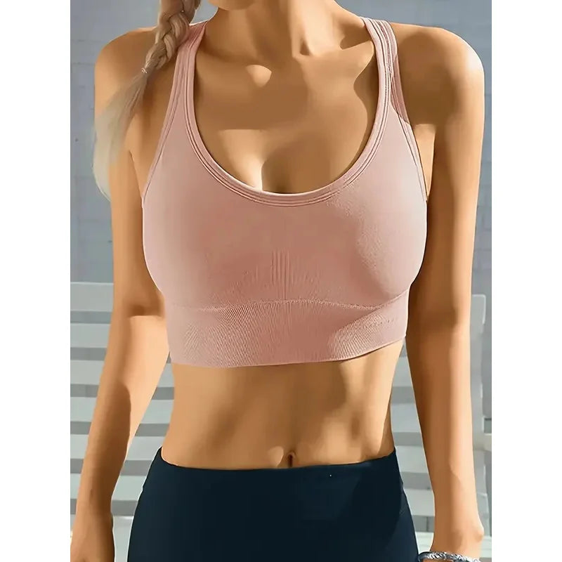 Women's Seamless Push-Up Yoga Tank Bra – Breathable Padded Full Cup | Wire-Free Sports Bra