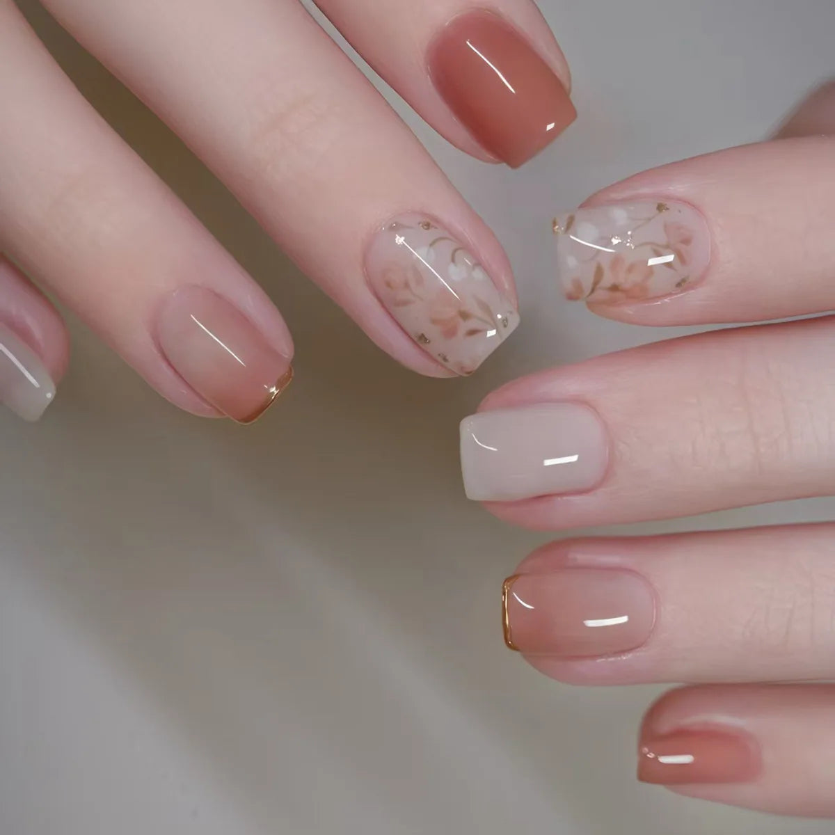 Short Press-On Nails - French Tip, Bow & Glitter Designs, 24 Pieces