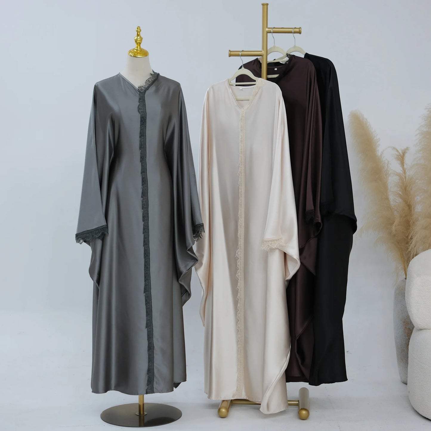 2026 New Luxury Dubai Abaya for Women V-Neck Loose Fit Long Sleeve Open Front Flowy Modest Dress Muslim Abaya with Free Shipping