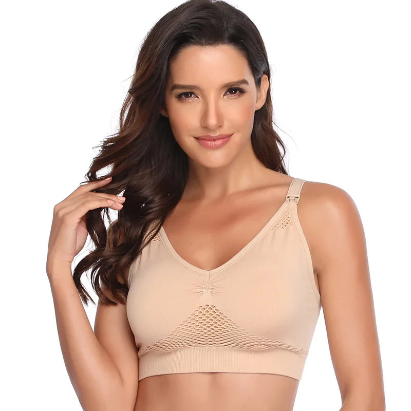Plus Size Nursing Bra Front Closure, Breathable Wire-Free Seamless Maternity Breastfeeding Bras for Comfort Moms