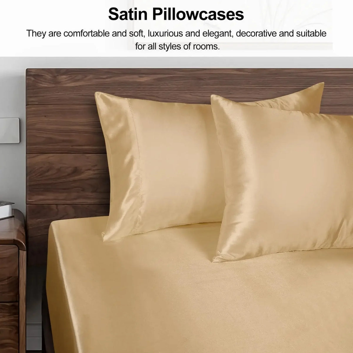Satin Pillowcase with Envelope Closure, Multiple Sizes
