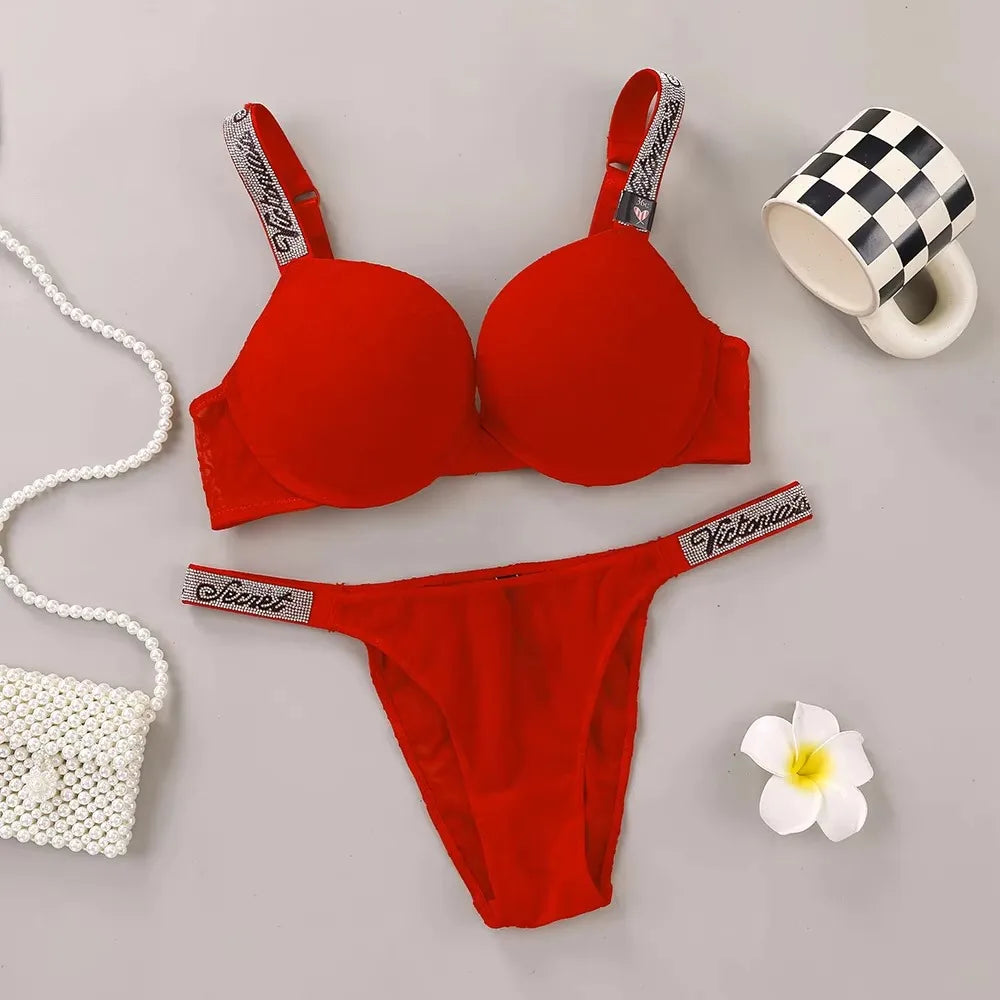 Women's Sporty Padded Adjustable Push-Up Bra & Panty Set – Seamless Everyday Lingerie