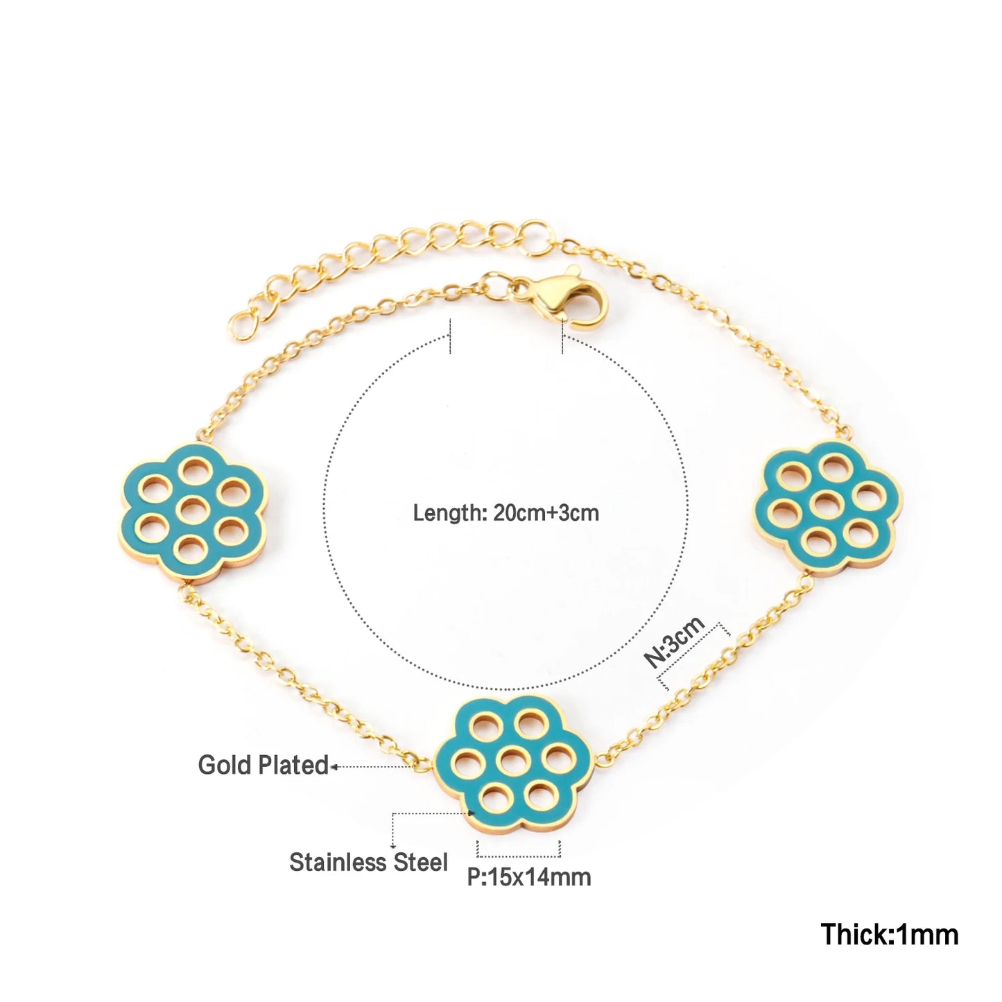 Evil Eye Bracelet – 18K Gold-Plated Stainless Steel Boho Charm Bracelet for Women
