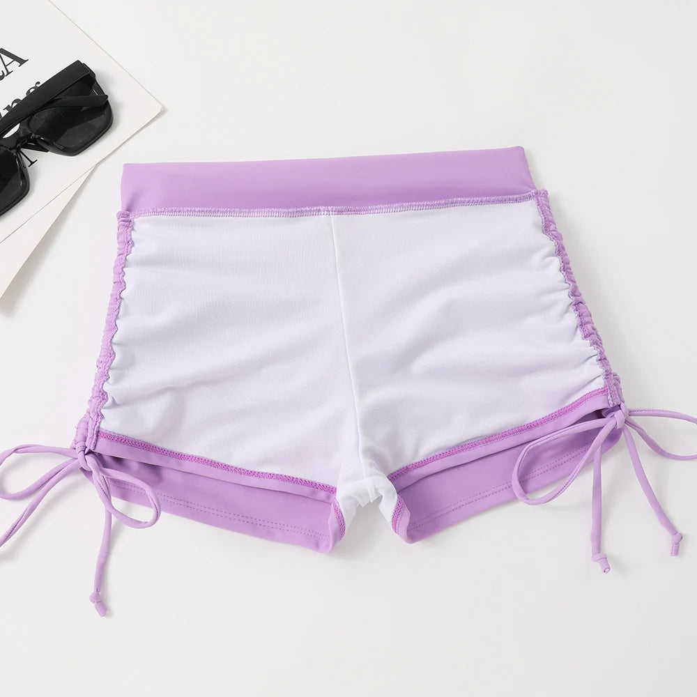 High Waist Shorts Bikini Set — Drawstring Top & Swim Shorts | Women's Swimwear