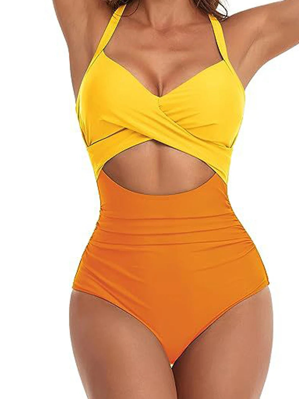 Ruched One-Piece Swimsuit for Women – Solid Color Bodysuit | Adjustable Straps | S–XXL