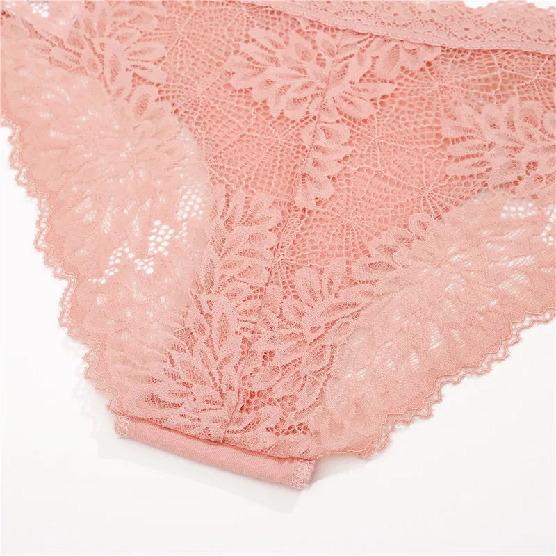 Women's Lace Back Briefs – 4-Piece Set | Sexy Hollow Out Cotton Underwear (S–XL)