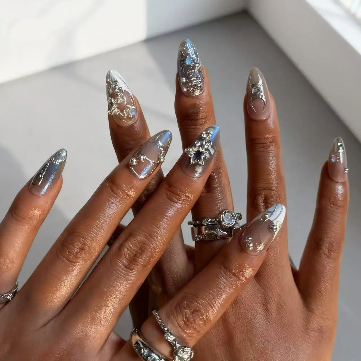 Long Coffin Press-On Nails with Glue – Nude, Pink & Color Designs, 24 Pieces