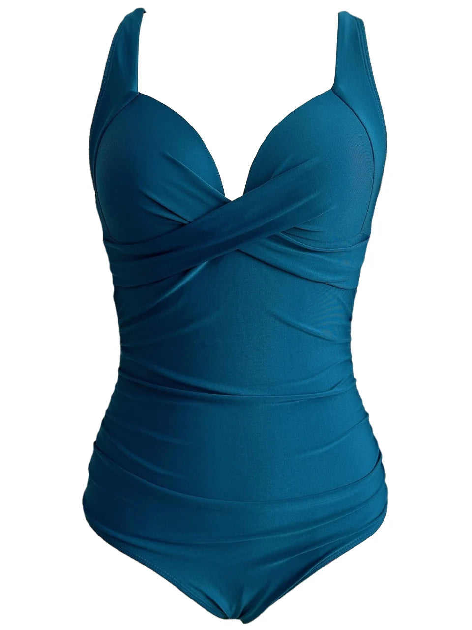 Ruched One-Piece Swimsuit for Women – Solid Color Bodysuit | Adjustable Straps | S–XXL