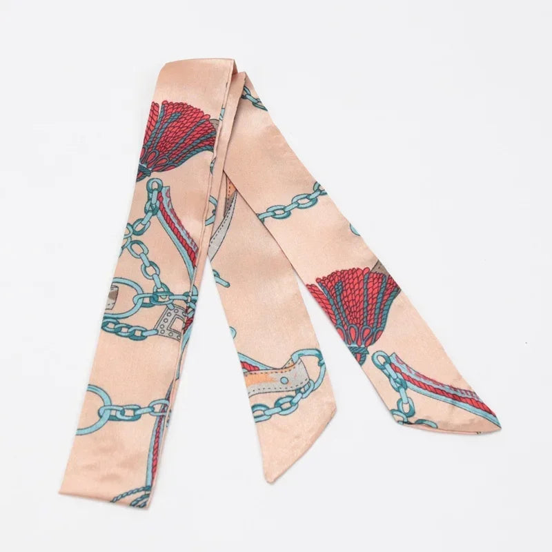 Skinny Scarf Hair Small Women Simple Style Handle Ribbon Fashion Printing Hairband Headscarf Beautiful Scarves Bags for Women
