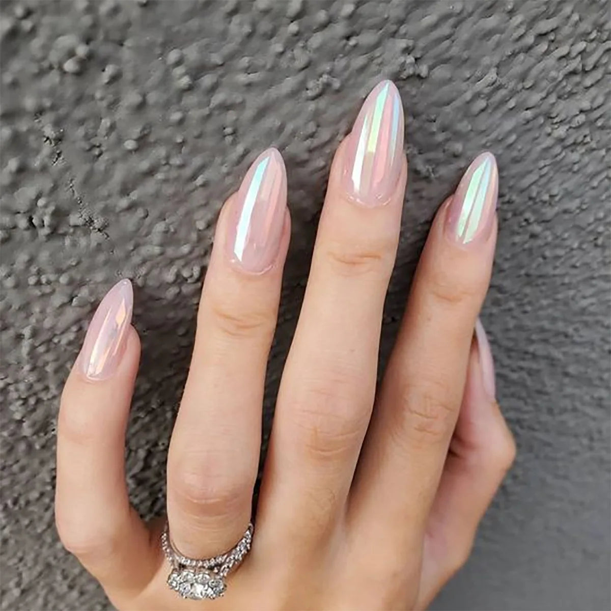 Almond Press-On Nails - French Tip & Gradient Designs, 24-Piece Set