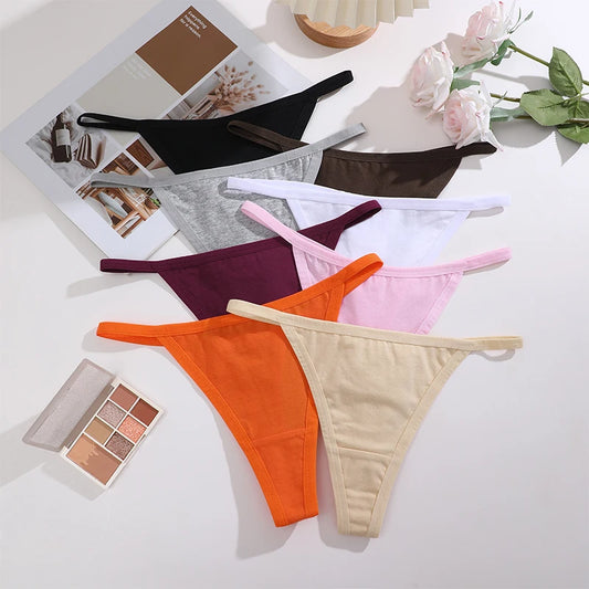 Women's Cotton G-String Thong – 3-Pack Low-Rise T-Back Panties | Soft Thin Strap Intimates (S–XL)