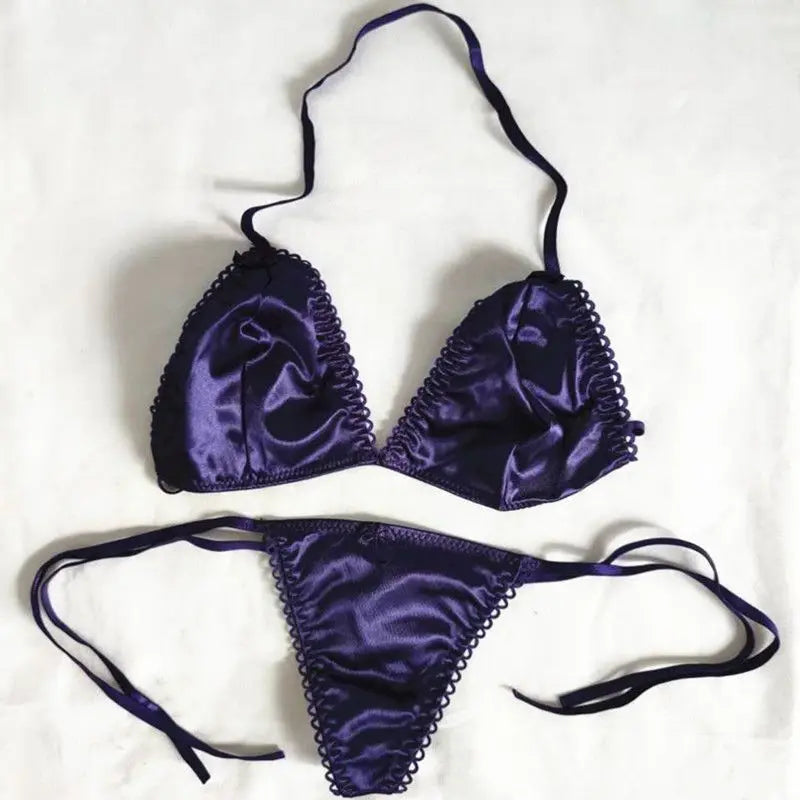 Custom Name Thong & Triangle Bra Set – Embroidery Letter Lingerie for Women