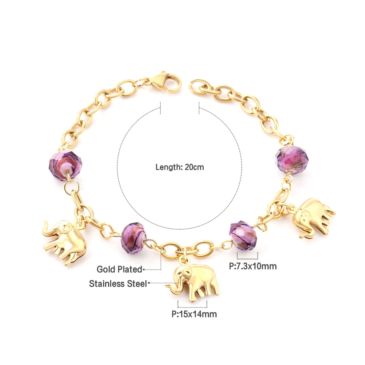 Evil Eye Bracelet – 18K Gold-Plated Stainless Steel Boho Charm Bracelet for Women