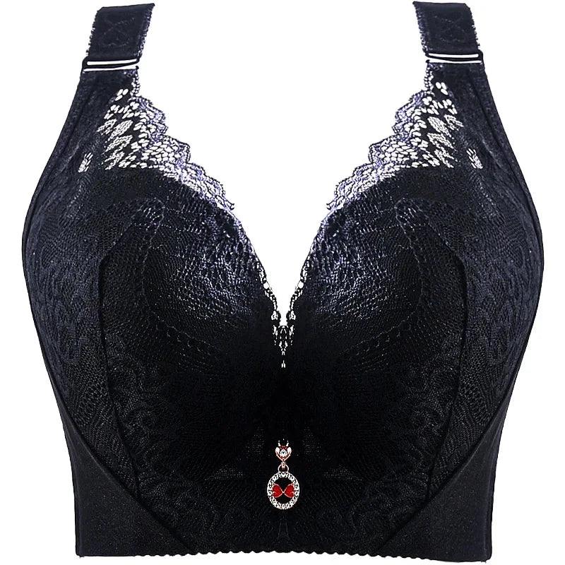 Women's Plus Size Lace Push Up Bra | Sexy Underwire Full Coverage Bra for Curvy Women | Wide Side Wings C–E Cup (34–50)