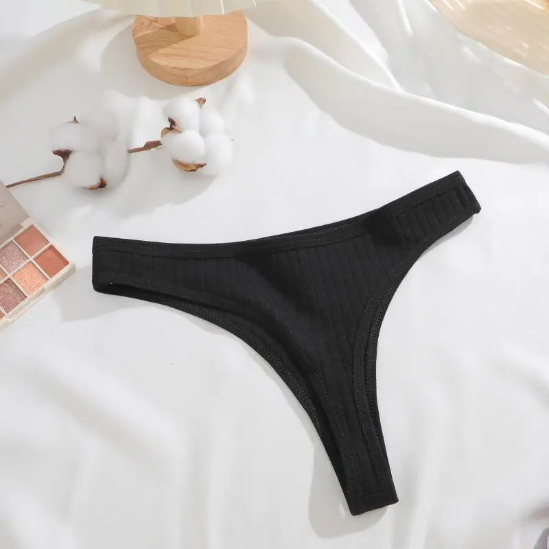 7Pcs/Set Cotton Thread Thongs Underwear Seamless Breathable Bikini T-Back G-Strings Panties Female Low Waist Sexy Lingerie S-XL