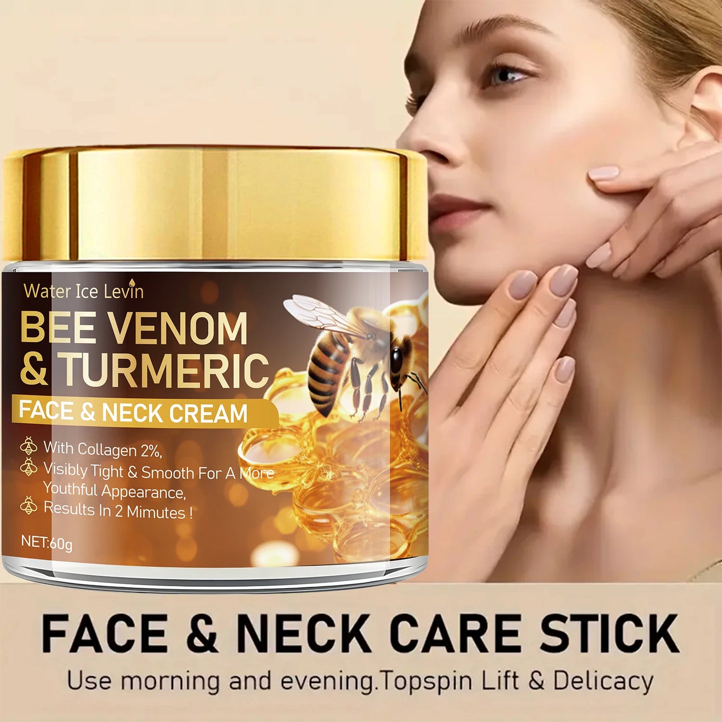 Bee Venom Cream Can Promptly Nourish Light Beige Skin |   Alcohol-Free and Hyaluronic Acid-Free, Suitable for All Light Beige Skin Tones.
