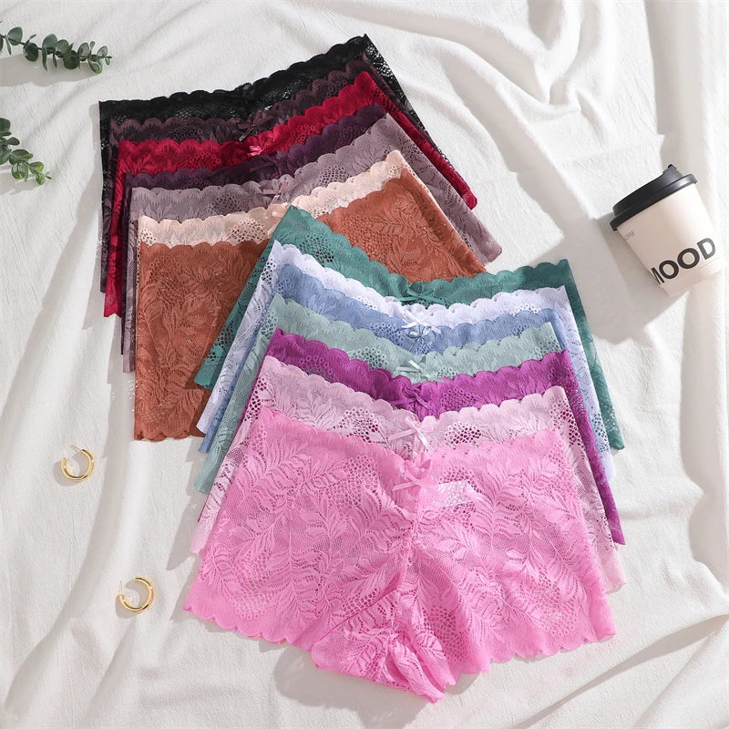 5-Pack Lace Floral Boyshorts — Low-Rise Hollow Out Panties