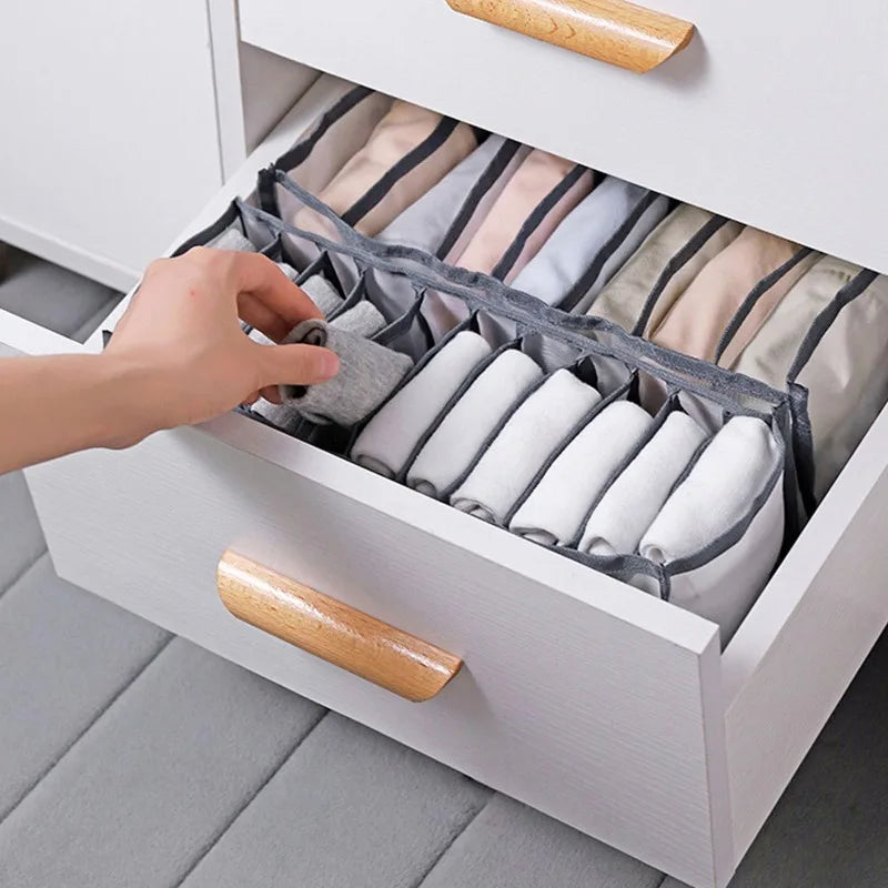 Clothes Organizer for Socks Home Separated Underwear Storage Box Bra Organizing Breathable Mesh Bag Foldable Laundry Basket
