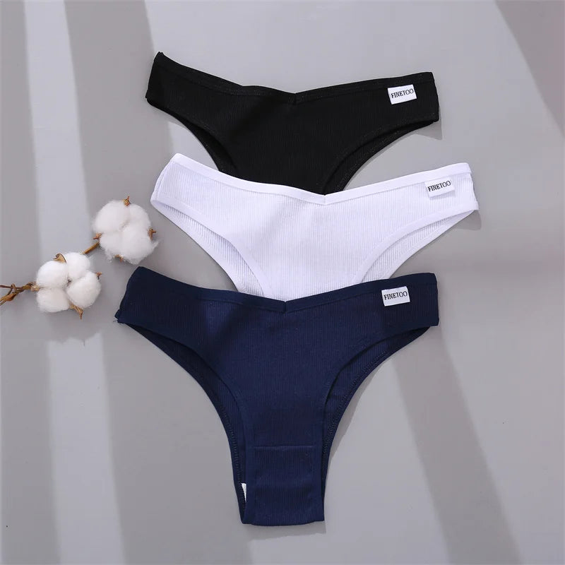 4-Pack Cotton Brazilian Panties – Low-Rise Solid Color Underwear for Women (M–XL, 14 Color Sets)