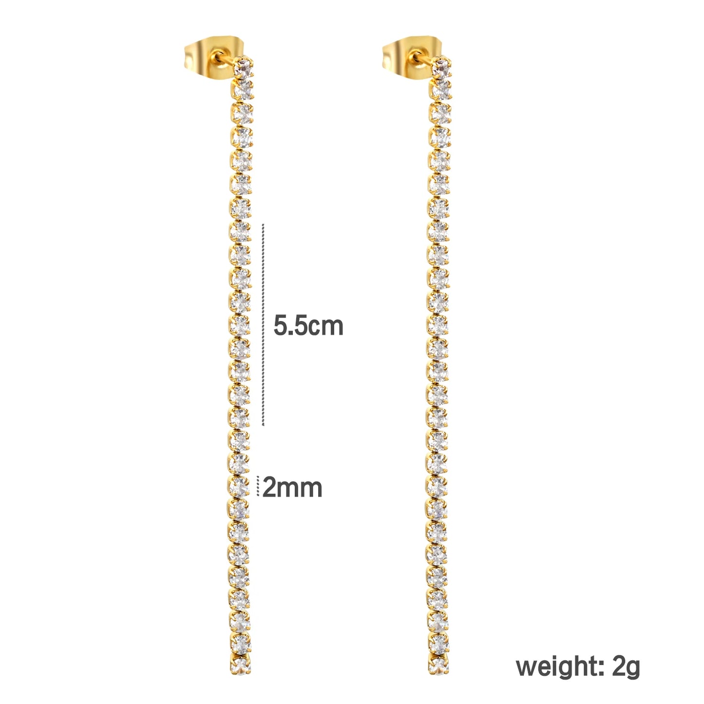Long Tassel Drop Earrings – 18K Gold-Plated Stainless Steel Dangle Earrings for Women