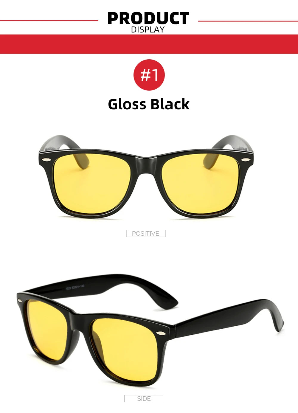 Square Yellow-Tinted Glasses | 3 Frame Finishes