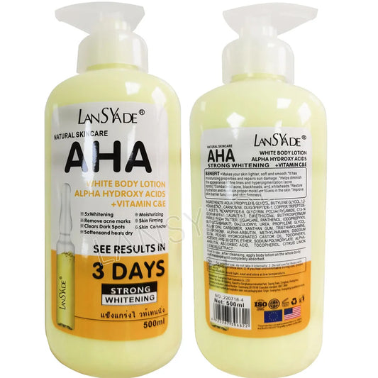 AHA + Vitamin C & E Whitening Body Lotion – Brightening, Exfoliating & Anti-Aging Body Cream (500ml)