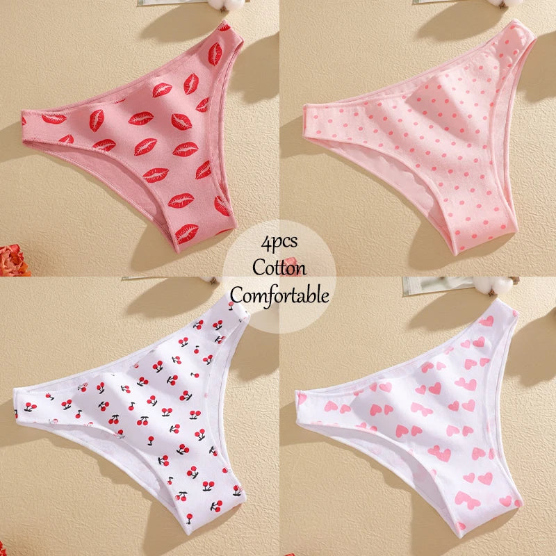 4-Pack Cotton Low-Rise Briefs – Soft Breathable Everyday Underwear for Women (M–2XL, 19 Color Sets)