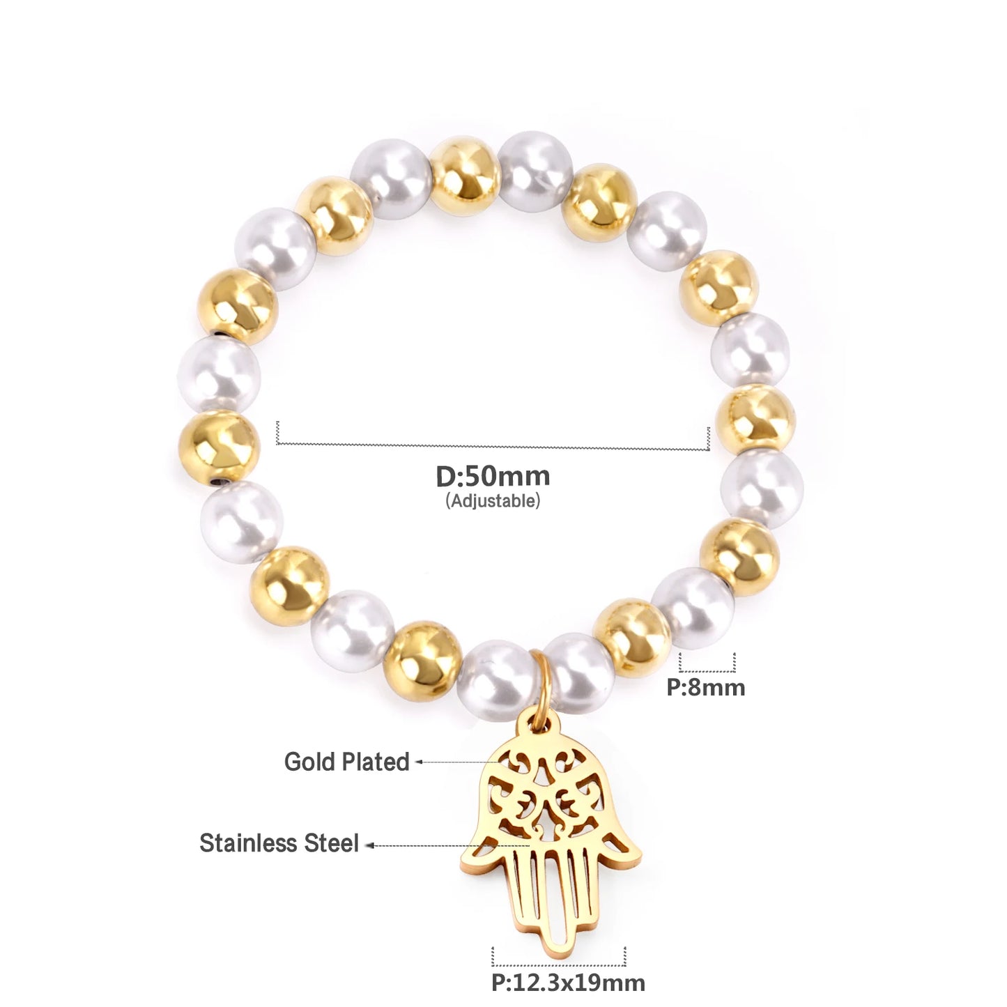 Evil Eye Bracelet – 18K Gold-Plated Stainless Steel Boho Charm Bracelet for Women