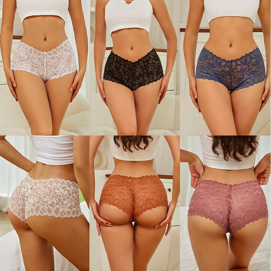 Women's Lace Boyshorts – 3-Pack Mid-Rise Floral Underwear | Soft Everyday Shorts Panties (S–XL)