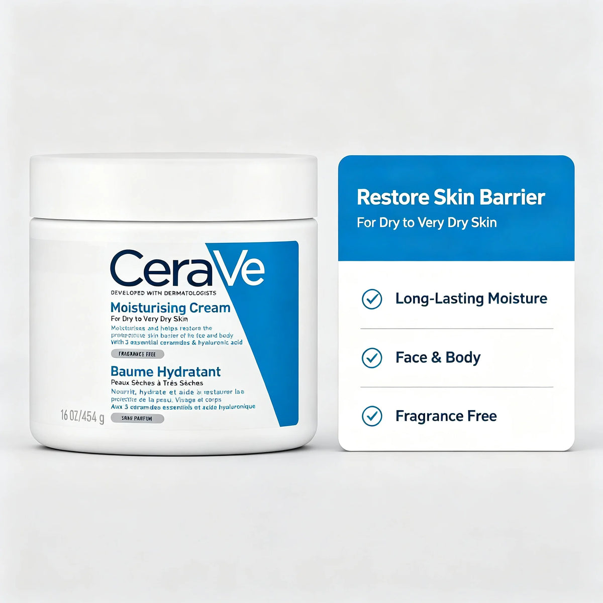 CeraVe Moisturizing Cream for Face & Body – Large Jar