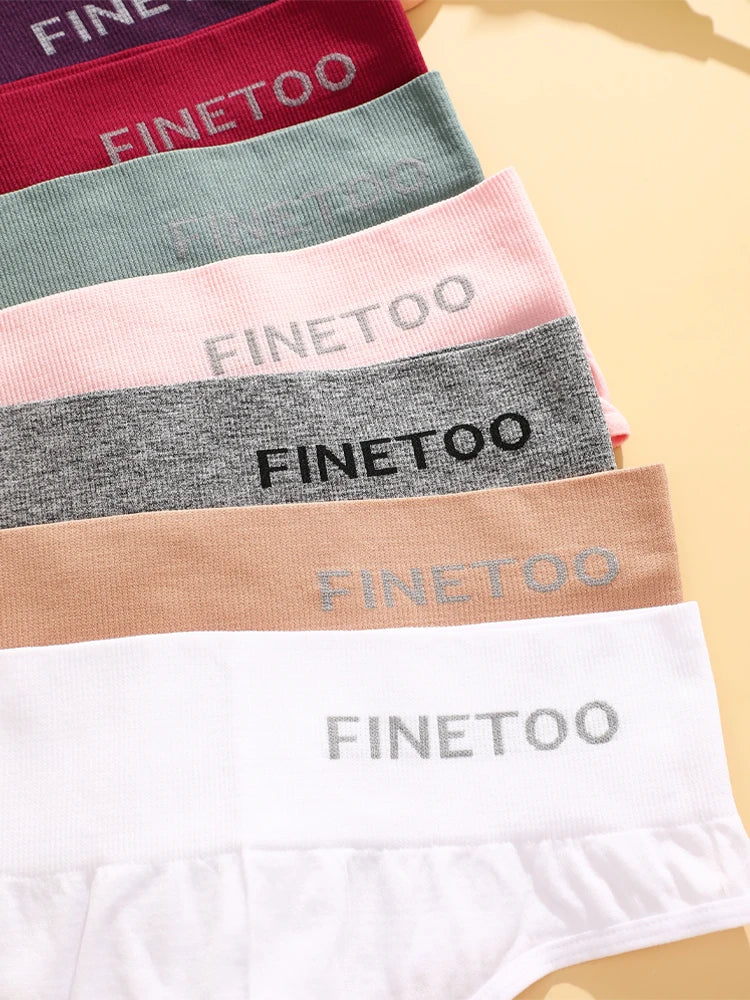 FINETOO 3pcs Women's Stretchy Panties Sexy High Waist Thongs Plus Size Underwear for Female Breathable Solid Soft Lingerie M-2XL