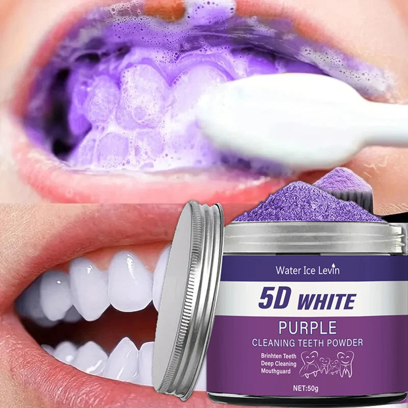 Purple Teeth Whitening Powder – Deep Cleaning, Fresh Breath & Natural Pearl Essence | 50g