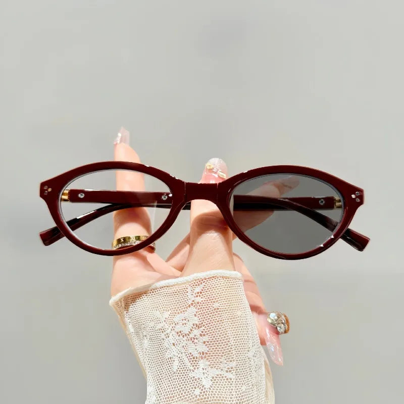 Foldable Oval Photochromic Glasses | Myopia Lens Options