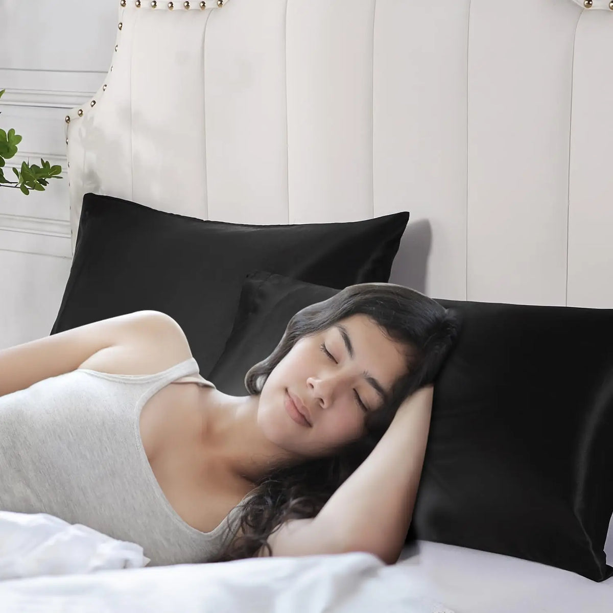 2-Pack Satin Pillowcases with Hidden Zipper, USA Sizes