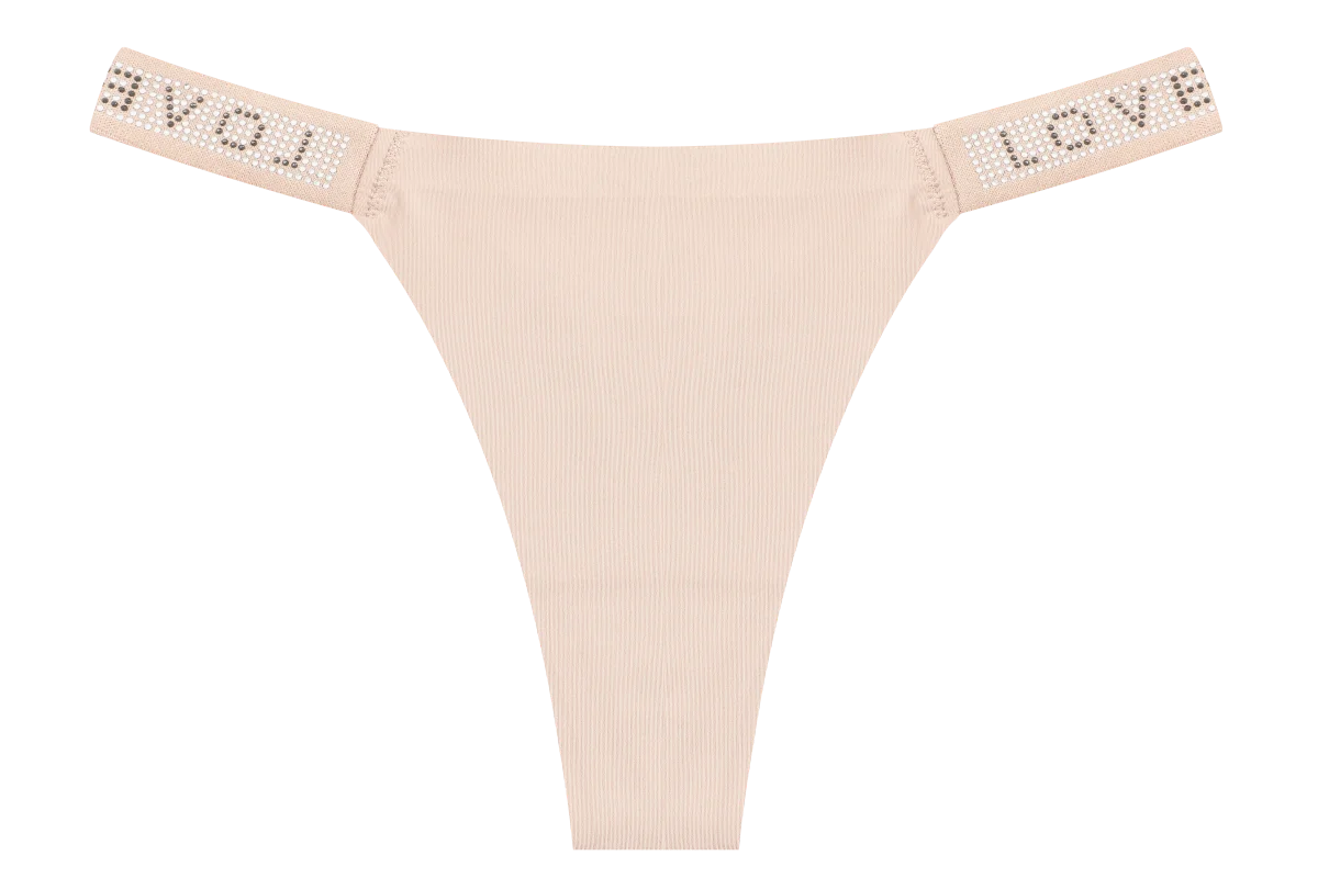 Rhinestone Letter Diamond G-String Thong – Shiny Low-Rise Sexy Underwear for Women (S–XL, 14 Styles)