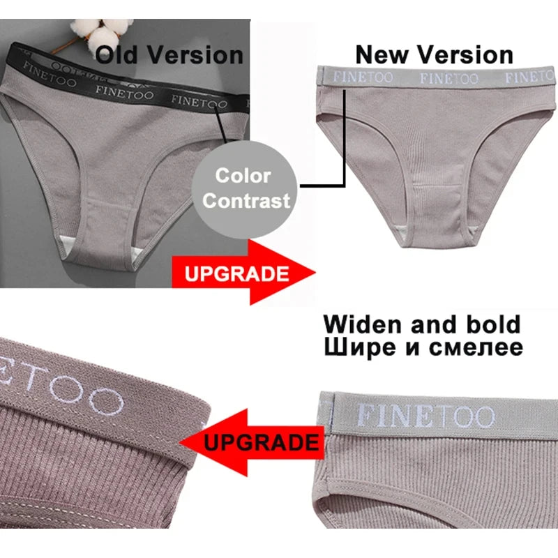 FINETOO 4PCS/Set Women's Cotton Panties Sexy Low Rise Briefs Letter Belt Underwear Female Underpants Intimates Lingerie M-2XL